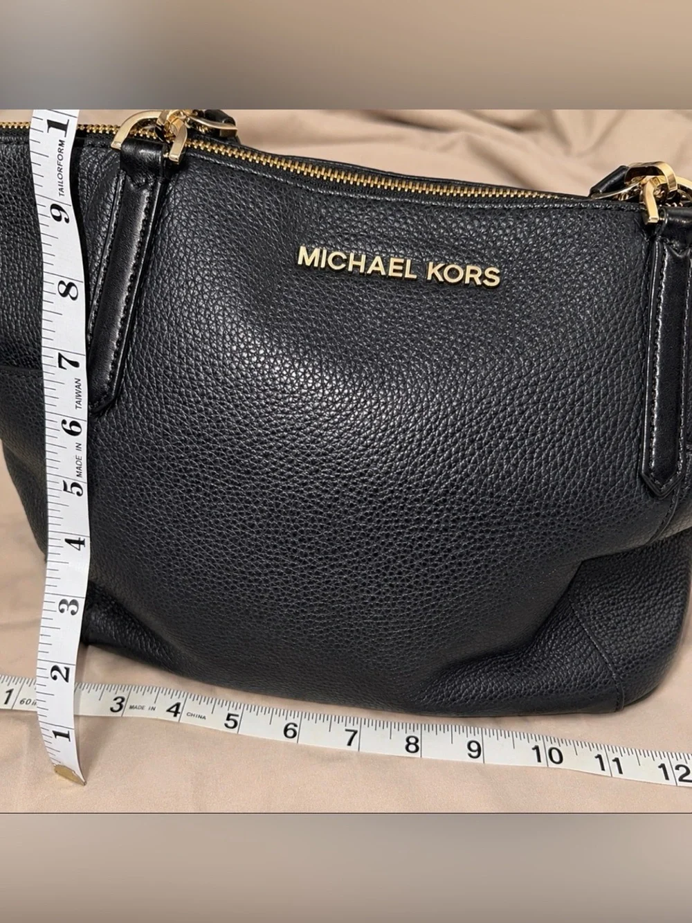 Michael Kors Bedford Large Black Pebbled Leather Tote Shoulder Bag